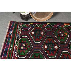 Alfombra turca étnica de área grande de 3,4x4,8 pies, alfombra roja de lana verde para sala de estar, Alfombra de látex para habitación nueva, pasillo de retazos rectangulares - Product Image 2