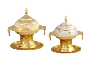 Mới Đến Vàng Kim Loại Ngày Và Đồ Ăn Nhẹ Bát Với Đứng Và Nắp Chất Lượng Tốt Nhất Với Giá Rẻ Giá - Product Image 2