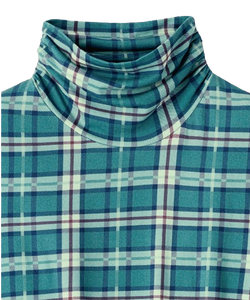 T-shirt à col roulé à carreaux extrêmement doux et léger à manches longues en coton/spandex pour femmes - Product Image 4