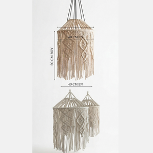 Lustre en macramé bohème 40x50 cm, lampe suspendue faite à la main, abat-jour pour chambre d'enfant et salon NF - Product Image 2