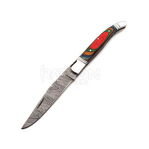 Cuchillo de caza de acero de Damasco Ultimate Grip, mango de madera ergonómico, Funda de cuero duradera, personalizable, compatible con OEM, grado DIY - Product Image 1