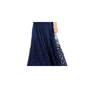 Abito da sera lungo Adrianna Papell da donna, blu navy, taglia 6, senza maniche, con spalle scoperte, linea vita naturale, in chiffon - Product Image 6