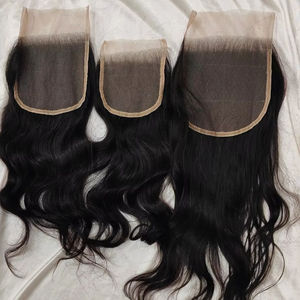 Venta al por mayor de calidad de alta calidad de encaje frontal transparente suizo sin procesar 22 pulgadas de onda profunda cierres de encaje de pelo crudo vendedor - Product Image 1