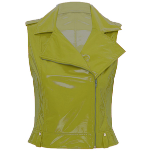 Chaleco con logotipo personalizado de cuello vuelto sin mangas de cuero para mujer de gran venta en precio adecuado de alta calidad hecho en Pakistán - Product Image 6