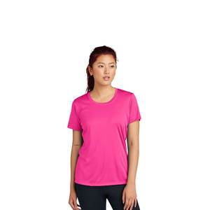 Camiseta de entrenamiento de gimnasia con cuello redondo de poliéster versátil y duradera para mujer, camiseta de Color sólido liso personalizada de secado rápido para mujer - Product Image 6
