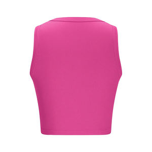 Meilleure qualité rose couleur Fitness côtelé débardeurs respirant tissu tricoté sans manches Yoga Fitness Gym recadrée Stringer - Product Image 2