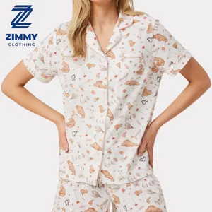 Nightwear Women's Pajamas Comfortable Home Clothing Cotton Long-Sleeved  Pajamas Set Loose Casual Wear