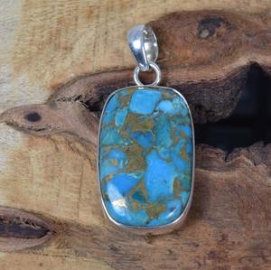 Vente en gros de bijoux fins en argent sterling 925 pendentif pour femme plaqué or avec pierre gemme turquoise estampillé argent - Product Image 3