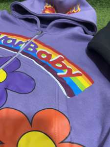 Sweat à capuche rétro uni teint personnalisé pour hommes coton épais bouffée impression bord coupé Streetwear hiver respirant rapide - Product Image 3