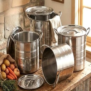 Ensemble de casseroles classiques en acier inoxydable avec couvercles hermétiques, fond plat, compatible induction, kit de batterie de cuisine multi-tailles - Product Image 1