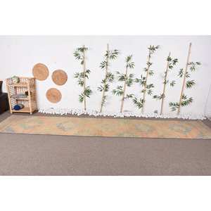 Alfombra turca Vintage Bohemia, diseño de retazos naranja y azul, estilo clásico rectangular de 9x12 para entrada, Material de lana, respaldo de látex - Product Image 1