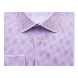 Camicia Elegante da Uomo David Donahue Slim Fit Lilla con Stampa Geometrica Taglia XL in Popeline Antipiega Collo Coreana Stile Formale per la Primavera - Product Image 3