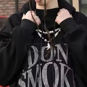 Peso pesado Cómodo Manga completa Hombres Algodón Mezclado Sudadera con capucha Mejor diseño Hombres Sudaderas con diamantes de imitación - Product Image 3