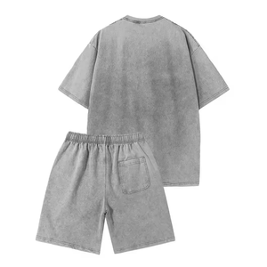 Ensemble de survêtement pour homme en coton lourd 305g, personnalisé OEM, pour le jogging, le sport, la salle de sport, le streetwear, deux pièces, short - Product Image 1