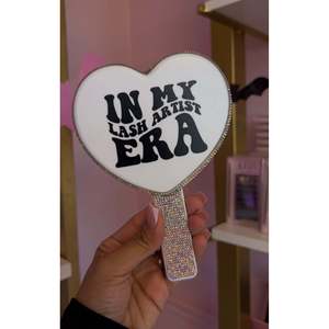 Bling Heart Cosmetic <b>Mirror</b> 2x Magnification Personalized Foldable Handle <b>Mirror</b> for Lash Artists - Product Image 2