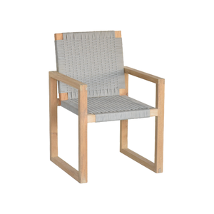 เก้าอี้รับประทานอาหารแบบโมเดิร์นกรอบไม้สักแข็งพร้อมเชือกทอและพนักพิงกันน้ำเฟอร์นิเจอร์ภายในบ้านกลางแจ้งในร่ม - Product Image 1