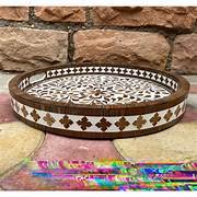 Incrustation d'os de luxe fait à la main et nacre plateau de service Artisan décor à la maison cadeau de mariage Table basse pièce maîtresse Durable - Product Image 6