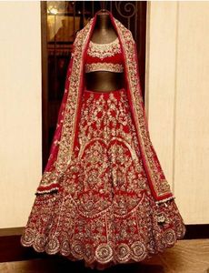 STYLISH HEAVY EMBROIDERY on BRIDAL RED <b>BLOUSE</b>,LEHENGA & DUPATTA WITH EMBELLISHED CRYSTAL GLASS BEADS,DABKA WORK for WEDDING@2024 - Product Image 2