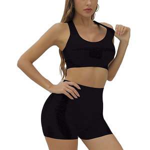 Conjunto de sujetador deportivo y pantalones cortos personalizados de alta calidad para gimnasio, fitness y yoga, conjunto de yoga de color personalizado al por mayor - Product Image 3