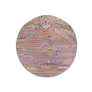 Alfombra Manchaha Rosa y Morada, Tejida a Mano con Lana y Seda de Bambú, Patrón Geométrico para el Hogar - Alfombras Jaipur US-Les-930 - Product Image 1