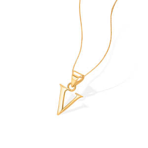 Colgante Geométrico con Letra V en Oro Amarillo para Unisex - Product Image 4
