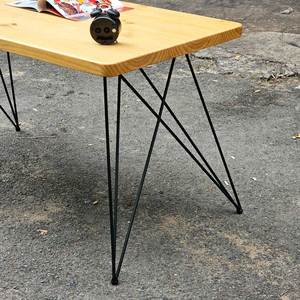 4cm Thick <b>Solid</b> Pine <b>Wood</b> <b>Desk</b> 140x70cm with Steel Hairpin Legs Minimalist Design SPD68166 - Product Image 4