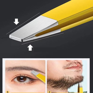 Últimas pinzas de Cejas Amarillas Pinzas de manicura Inclinación y Punta Pinzas de cejas de acero inoxidable - Product Image 4