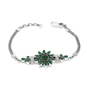 สร้อยข้อมือเงินแท้ 925 ทำมือ ประดับด้วยพลอยออนิกซ์สีเขียวธรรมชาติ สำหรับผู้หญิงและเด็กผู้หญิง-ของขวัญ รุ่น BR0020-GS - Product Image 4