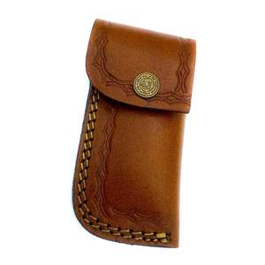 Funda de cuero hecha a mano para pancake, de camello. - Product Image 1