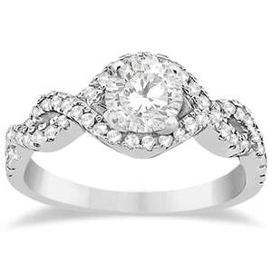 0.60ct Diamond Infinity Halo Engagement Ring & Band <b>Set</b> in Palladium <b>Fine</b> <b>Jewelry</b> <b>Sets</b> - Product Image 4