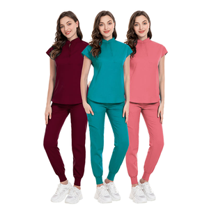 Uniforme médico femenino de moda transpirable elástico cuello alto enfermera Scrub traje uniformes de Hospital - Product Image 1