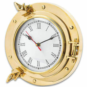 Reloj de pared náutico con forma de ojo de buey, diseño Vintage, dorado, pulido, fabricante y distribuidor - Product Image 4