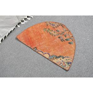 Alfombra de lana Vintage naranja Beige de 2,5x1,5 pies, diseño de retazos de área grande clásico turco para dormitorio, pasillo rectangular de látex - Product Image 2