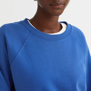 100% ropa de calle de algodón de gran tamaño bordado impreso Logo diseño cuello redondo Color azul ropa de invierno transpirable mujeres sudaderas - Product Image 5