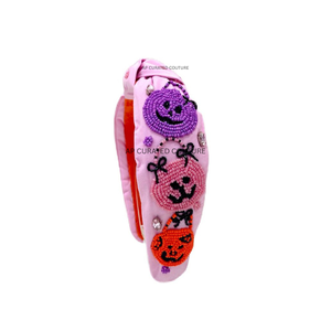 Banda de pelo de lujo hecha a mano para niñas, bordado de cuentas Multicolor de moda para Halloween Spooky Ghost Plus Devil Horns diadema - Product Image 3