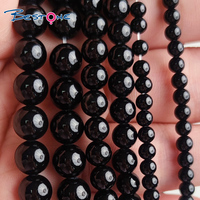 Bestone-Cuentas de piedra Natural de ónix negro, piedras preciosas de ágata, redondas, a granel para fabricación de joyas, collar, pulsera