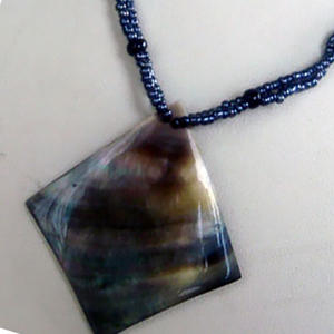 SEASHELL JEWELRY Bohemian Black Mop <b>Shell</b> Necklace with Geometric Pattern for gift - Product Image 2