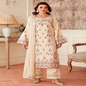 Robe d'hiver pour femmes, style salwar kameez, haute qualité, broderie en soie - Product Image 1