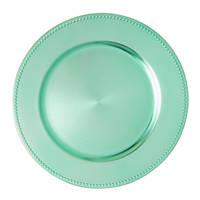 Assiette de présentation en plastique perlée de cristaux dorés, couleur personnalisable, pour décoration de mariage, écologique, luxe moderne, service de repas chauds