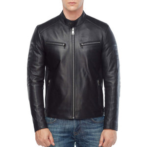 Veste en cuir de vache à manches longues de style universitaire classique pour hommes Meilleur prix Veste de camionneur à col montant Veste pour hommes - Product Image 3