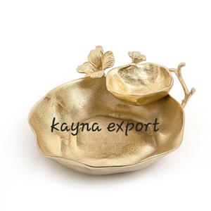 ชามตกแต่งดีไซน์ทันสมัยขอบทองขัดเงาอะลูมิเนียมคุณภาพสูงเป็นมิตรกับสิ่งแวดล้อม พร้อมลายกิ่งดอกไม้ เหมาะสำหรับเป็นของขวัญ - Product Image 2