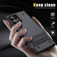 Coque de protection robuste antichoc en TPU+PC avec béquille invisible pour S24 Ultra/S23 FE/S22, protection contre les chutes