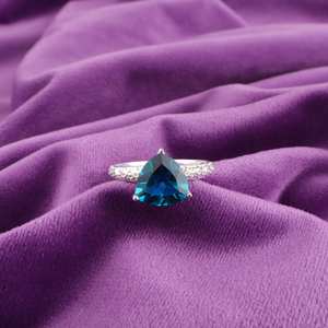 Gema de Apatita, Corte Marquesa, 1.40 Quilates, Plata de Ley 925, Piedra de Nacimiento de Marzo para Mujer, Joyería Elegante de Moda, Regalo - Product Image 2