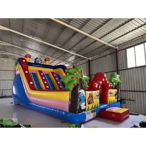 Parque de Aventuras Inflable con Temática de los Pitufos y Tobogán - Equipo de Entretenimiento al Aire Libre de Gran Tamaño - Product Image 4