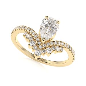 Anillo de Compromiso de Oro Rosa de 14K con Diamante Cultivado en Laboratorio con Corte de Pera, Estilo Elegante para Mujer, RITZIN - Product Image 4