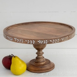 Support à gâteau rond en bois classique avec conception lavable au lave-vaisselle couleur personnalisée pour la décoration de table de gâteau et de dessert et l'utilisation de fête - Product Image 4