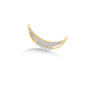 Collar Mangalsutra de Oro Amarillo con Diseño de Luna Creciente y Diamantes para Mujer - Product Image 3