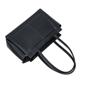 Sac fourre-tout vintage en cuir véritable noir, sac à main pour femme, sac à bandoulière pour le travail, grand sac à main, poches, fermeture à glissière, structure rigide, deux - Product Image 3