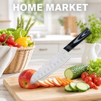 Europees Familiekeuken Santoku Koksmes voor Dagelijks Koken, RVS Geborsteld Afwerking Lemmet, Vlees & Groente Voorbereiding