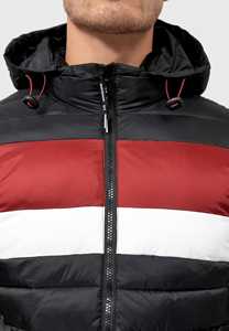 เสื้อแจ็คเก็ตพัฟเฟอร์ผ้าแคนวาสสีดำเงาคุณภาพสูงแบบมีฮู้ดกันน้ำกันลมสำหรับฤดูหนาว ทรงปกติ ใส่ได้ทั้งชายและหญิง พร้อมโลโก้ด้านหน้า  แบบหนาและอุ่น - Product Image 6